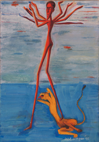 Title: 'The Last Aggaration', Medium: 'Goauche on paper', Size: '23in x 15in', Year: '1995'