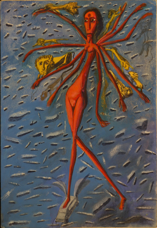 Title: 'The Last Aggaration - 2', Medium: 'Goauche on paper', Size: '23in x 15in', Year: '1995'