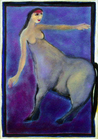 Medium: 'Gouache on canvas', Size: '58 x 38 cm'
