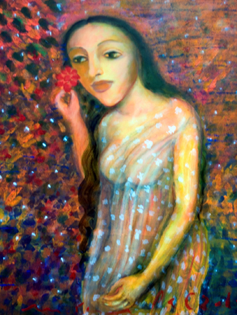 Medium: 'Acrylic on canvas', Size: '110 x 85 cm'