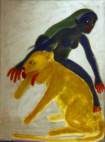 Medium: 'Gouache on Rice Paper', Size: '76 x 102 cm'