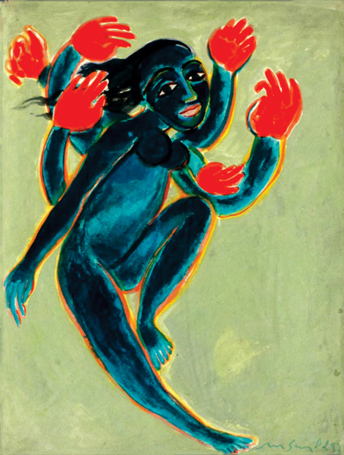 Medium: 'Gouache on Rice Paper', Size: '76 x 102 cm'