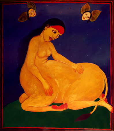 Title: 'Kamdhenu - 31', Medium: 'Gouache on Paper', Size: '56 x 66 cm', Year: '1995'