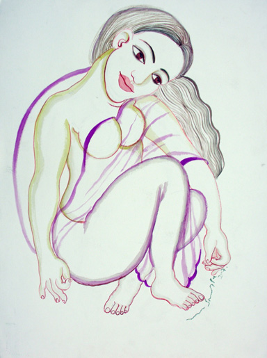 Title: ''Natti Binodini - 37' - 2007', Medium: 'Gouache on Arches Paper', Size: '56 x 76 cm', Year: '2007'