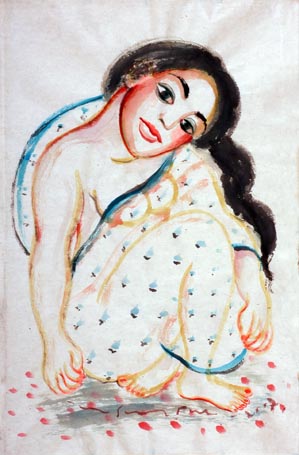 Medium: 'Gouache on Rice Paper', Size:'51 x 76 cm'