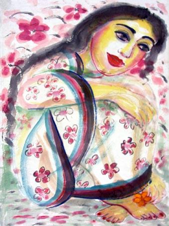 Medium: 'Gouache on Rice Paper', Size: '51 x 76 cm'
