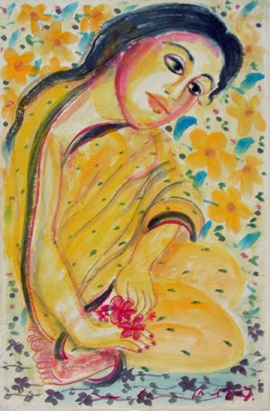 Medium: 'Gouache on Rice Paper', Size: '51 x 76 cm'