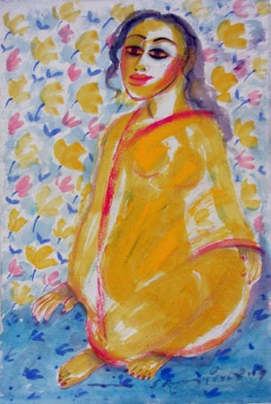 Medium: 'Gouache on Rice Paper', Size: '51 x 76 cm'