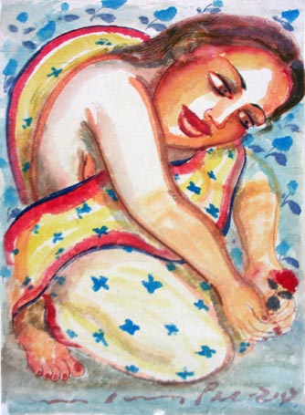 Medium: 'Gouache on Rice Paper', Size: '51 x 76 cm'