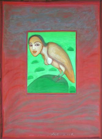 Medium: 'Gouache on Paper', Size: '75 x 55 cm'