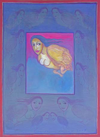 Medium: 'Gouache on Paper', Size: '75 x 55 cm'