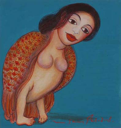 Medium: 'Gouache on Paper', Size: '19 x 18 cm'