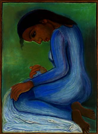 Medium: 'Gouache & Soft Pastel on Paper', Size: '71 x 56 cm'