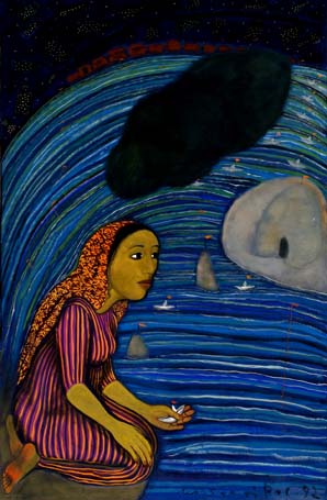 Medium: 'Gouache & Soft Pastel on Paper', Size: '183 x 92 cm'