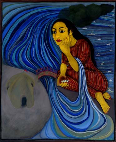 Medium: 'Gouache & Soft Pastel on Paper', Size: '122 x 92 cm'