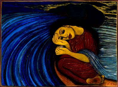 Medium: 'Gouache & Soft Pastel on Paper', Size: '122 x 92 cm'